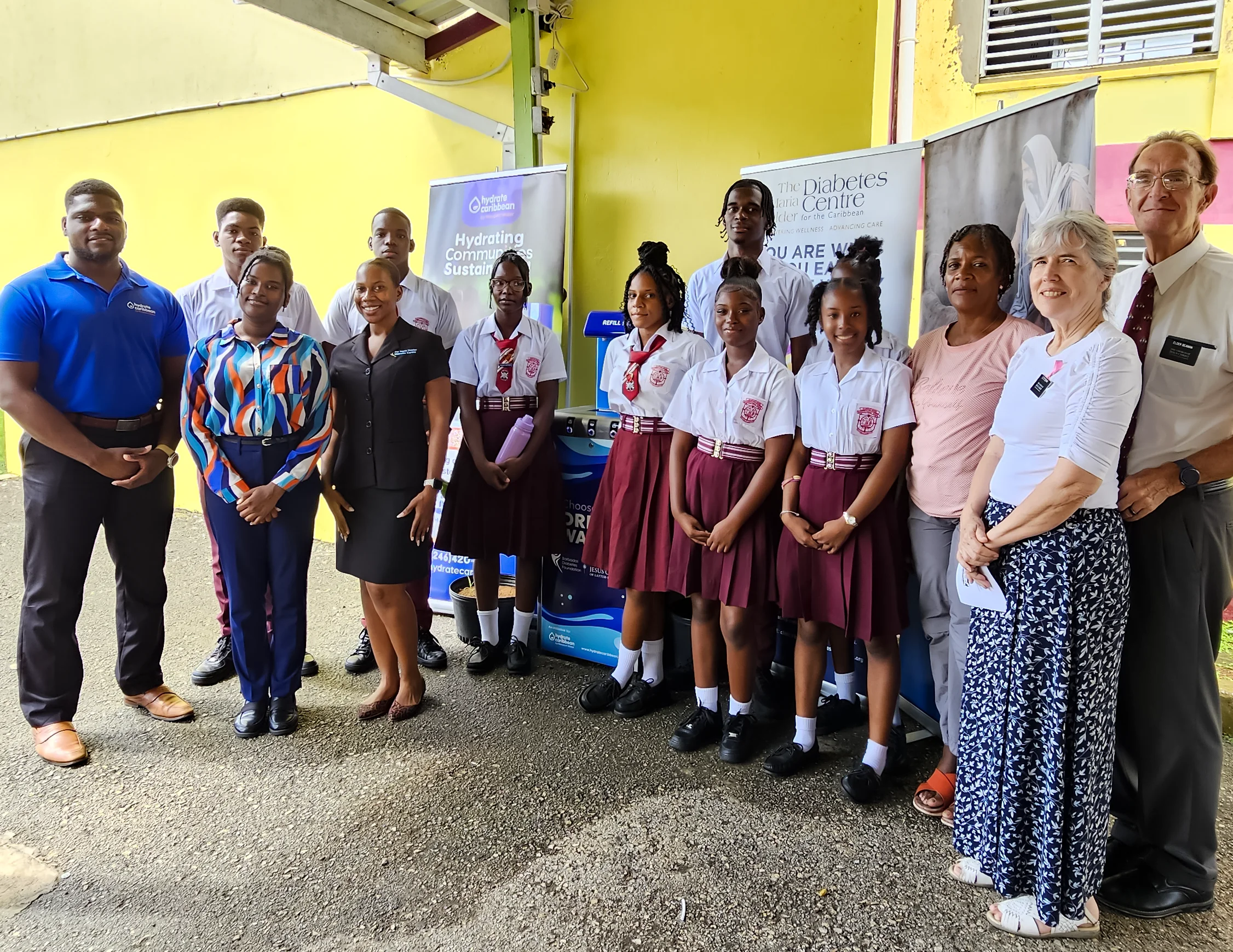 Hydrate Caribbean - Grantley Adams Memorial School - Group photo - LDS Church - Diabetes Foundation - Barbados