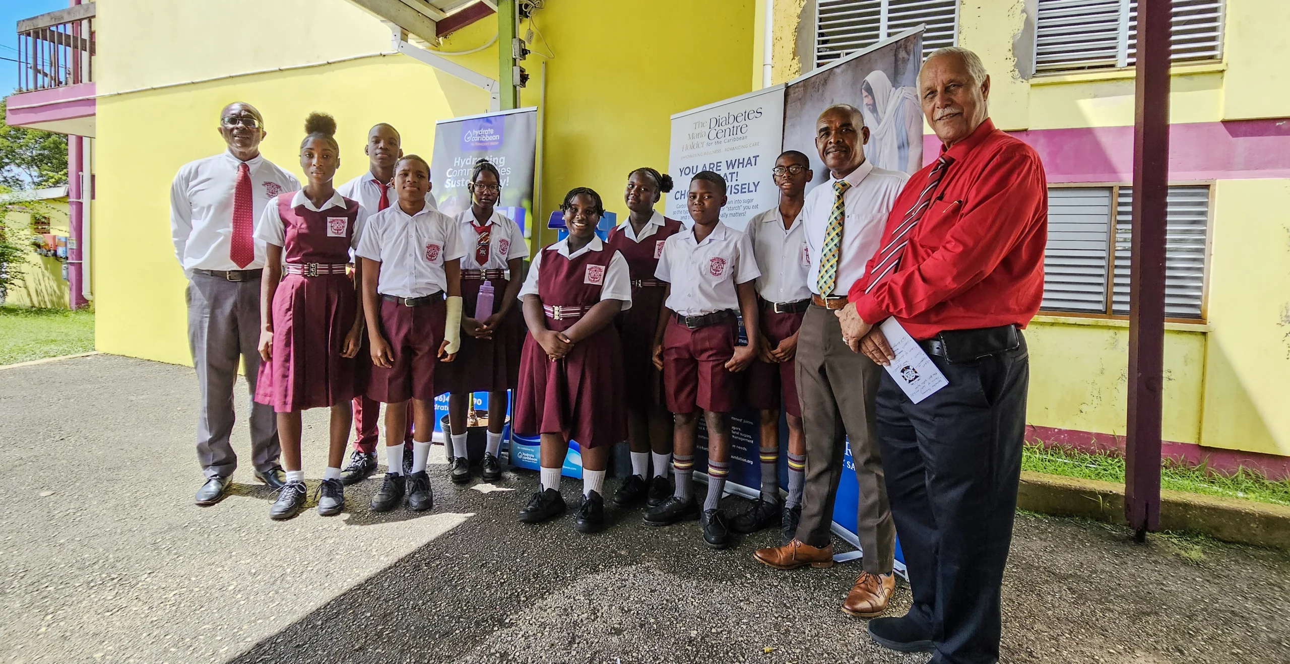 Hydrate Caribbean - Grantley Adams Memorial School - Students + School Officials - Diabetes Foundation - Barbados