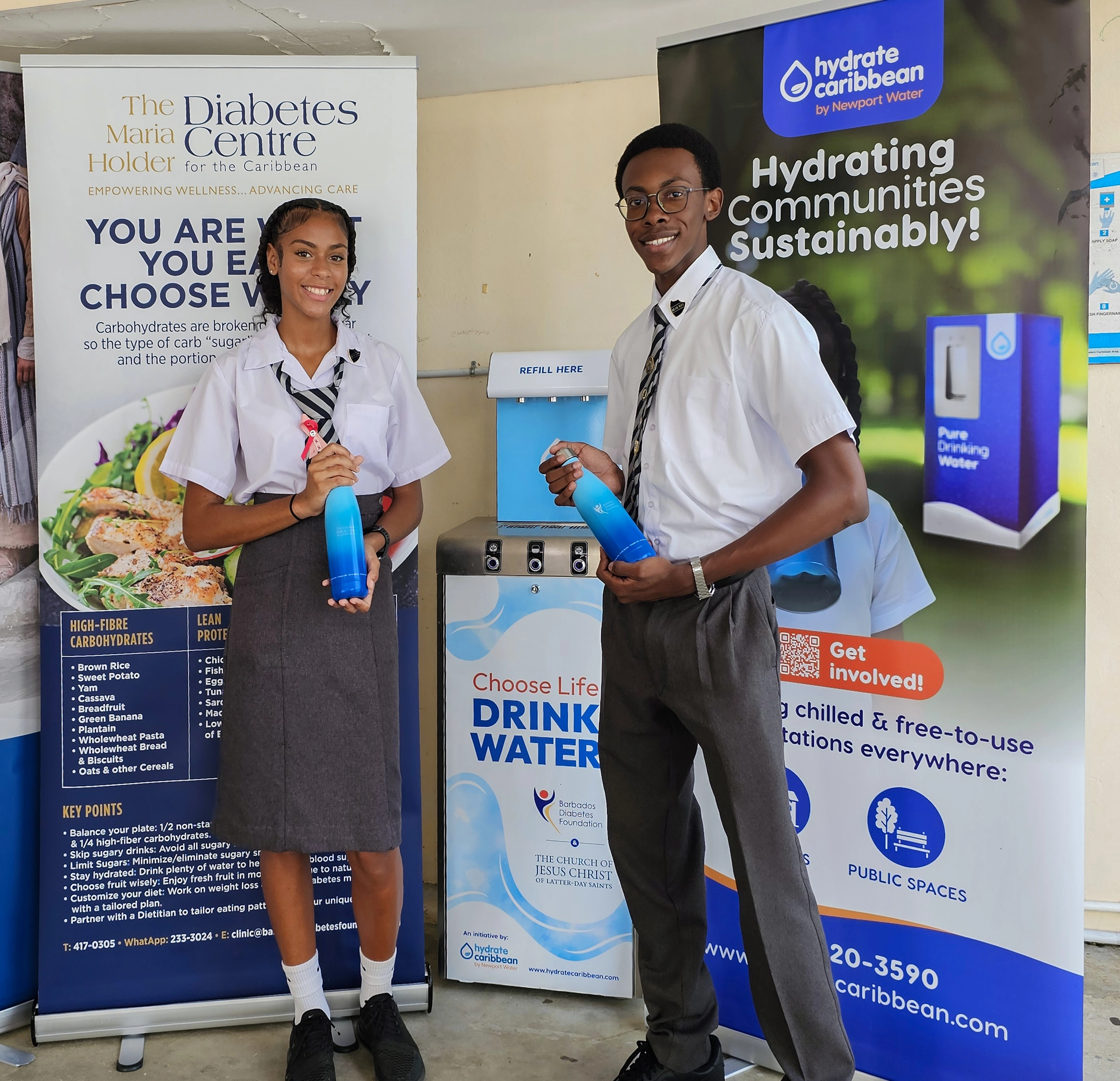 Hydrate Caribbean - The Lodge School - Head Girl - Head Boy - LDS Church - Diabetes Foundation - Barbados