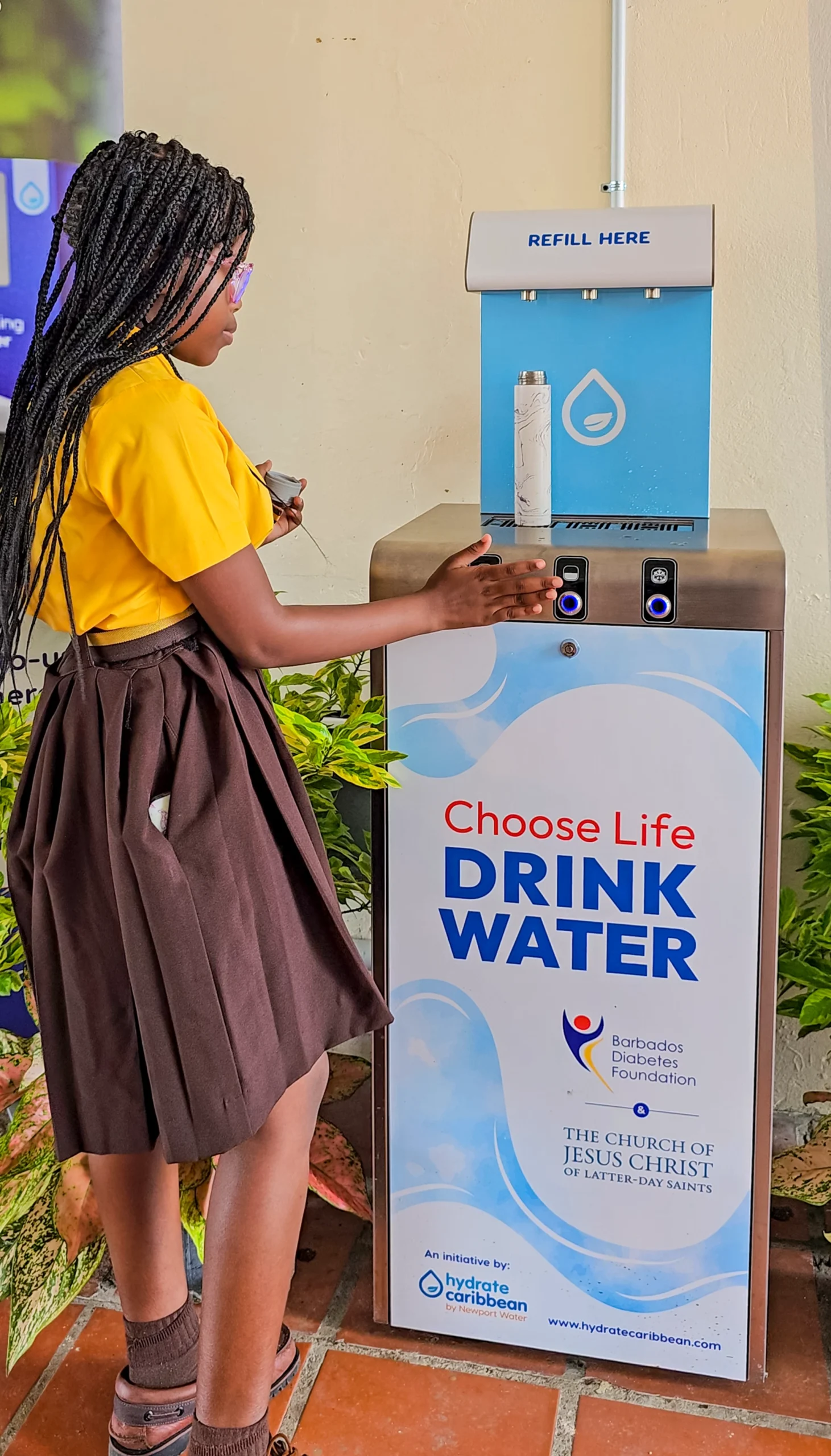 Hydrate Caribbean - Princess Margaret School - Student Filling Up - LDS Church - Diabetes Foundation - Barbados