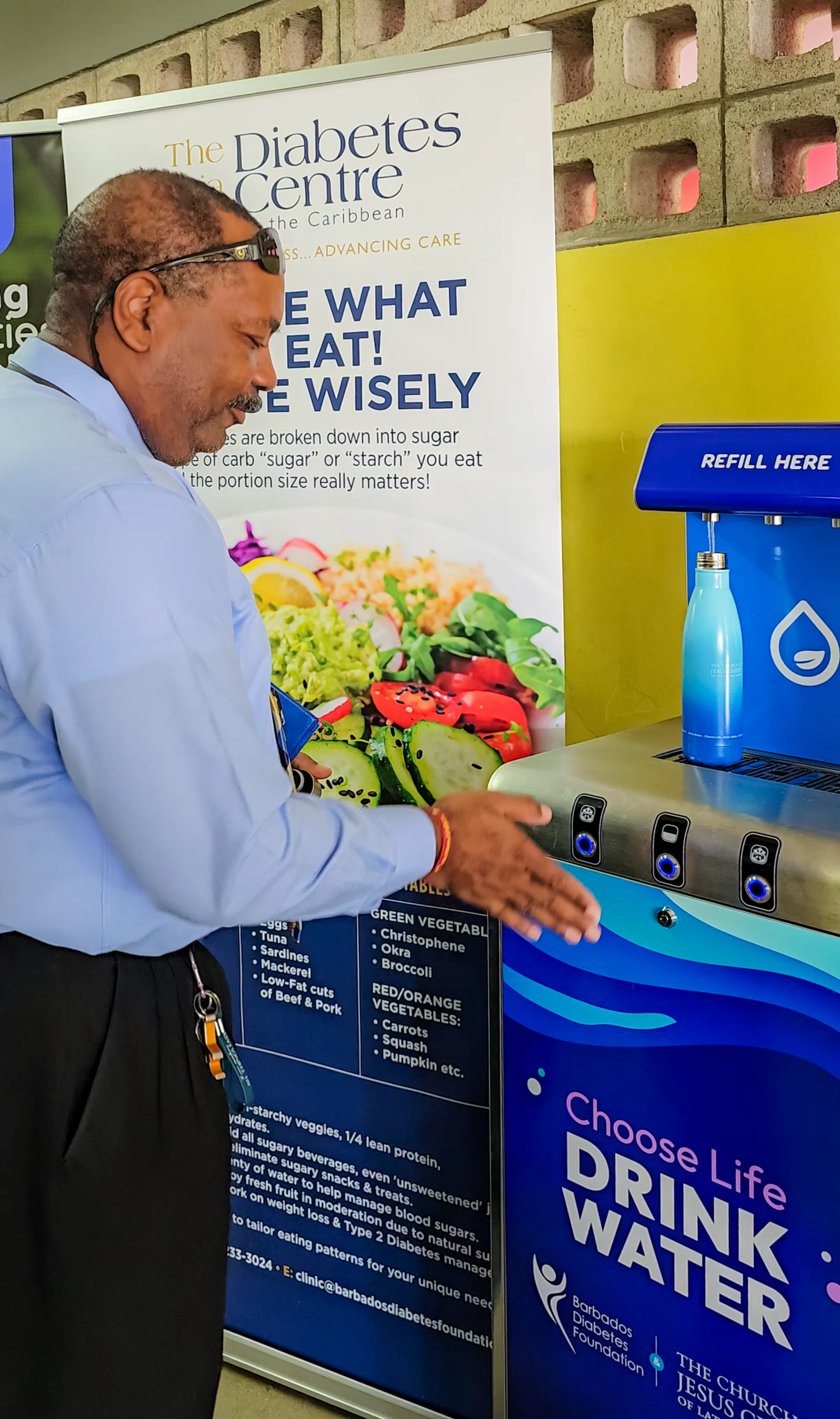 Hydrate Caribbean - Deighton Griffith School - Principal Filling Up - LDS Church - Diabetes Foundation - Barbados