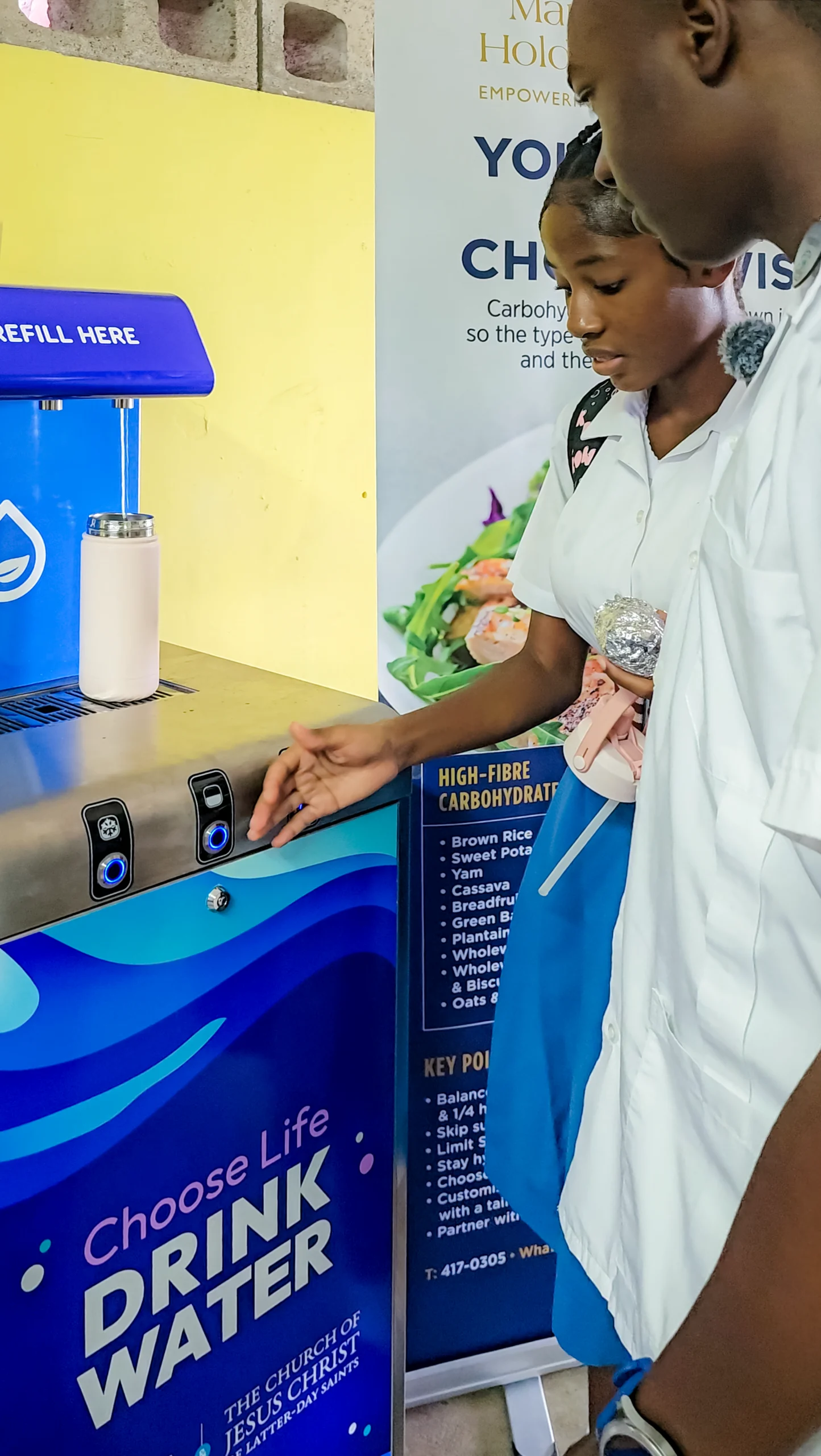 Hydrate Caribbean - Deighton Griffith School - Students Filling Up - LDS Church - Diabetes Foundation - Barbados